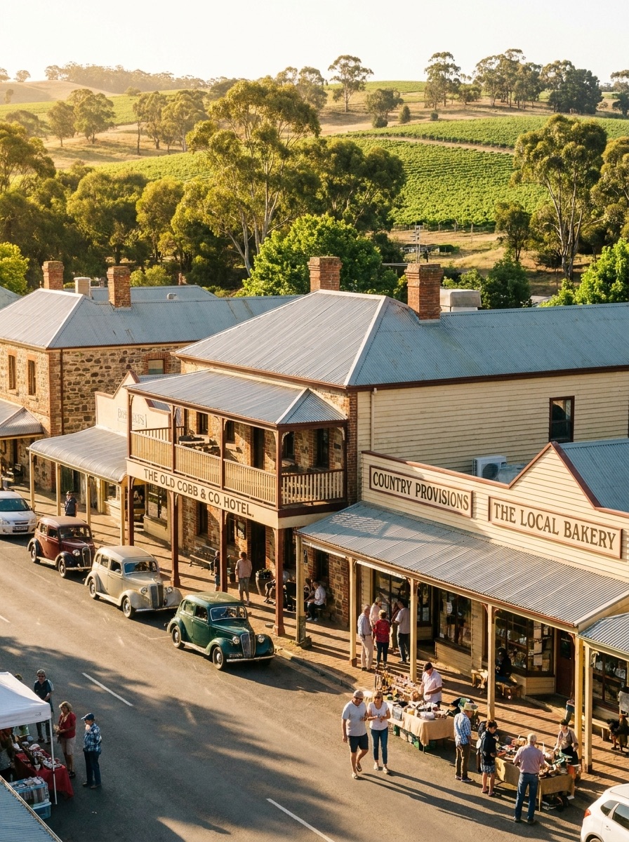 A heritage main street in a regional Australian wine town